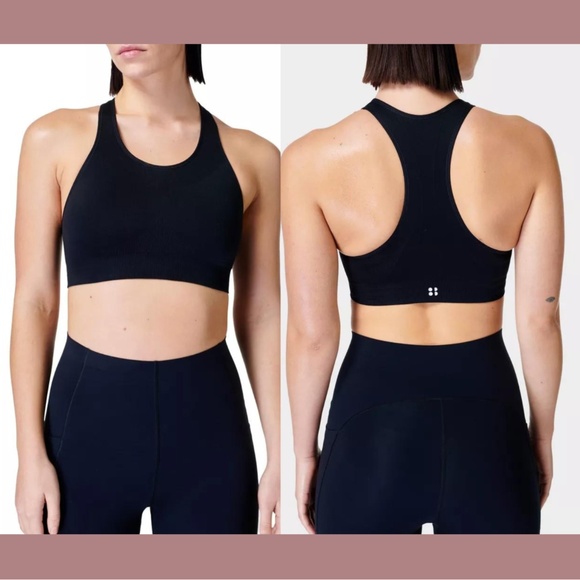NWT $44 Sweaty Betty [ Medium ]‎ Stamina Racerback Sports Bra in Black - Picture 1 of 14